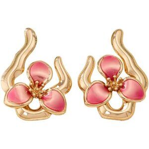 Bold Enamel Flower Earrings | Chunky Gold Floral Drop Dangles